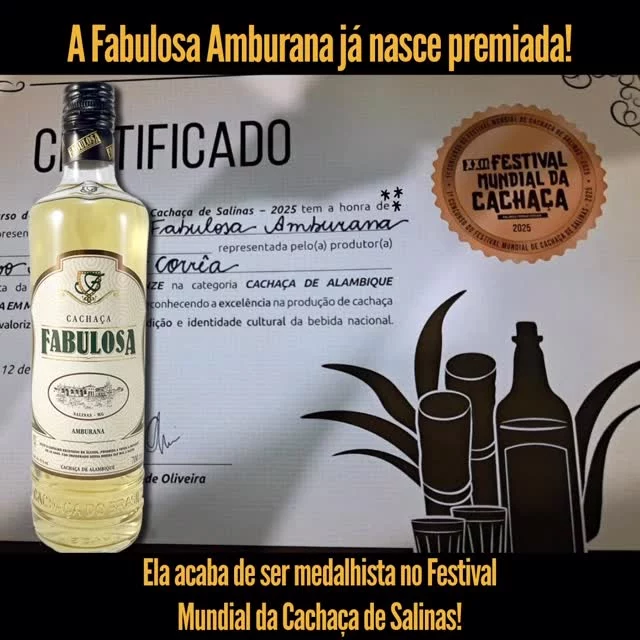 Ainda Nem Foi Lançada Oficialmente E Já Nasce Premiada. A Fabulosa Amburana Acaba De Ser Medalhista No Xxii Festival Mundial Da Cachaça De Salinas! 😍🥃